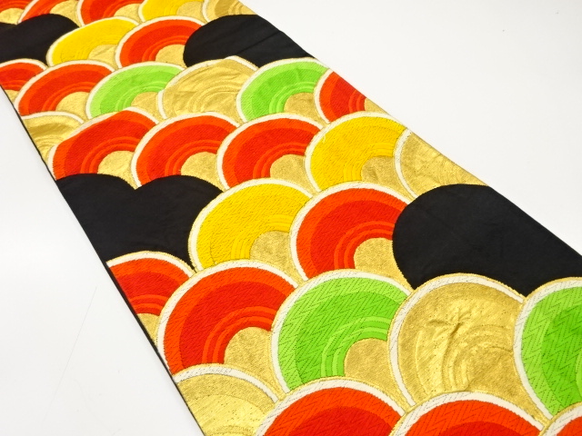 アンティーク　青海波模様織り出し袋帯（着用可）